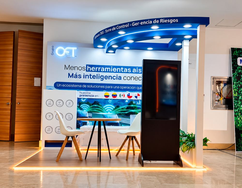 Fabricación de stand 3x2 para Grupo OET en el Congreso Colfecar 2026 en Cartagena